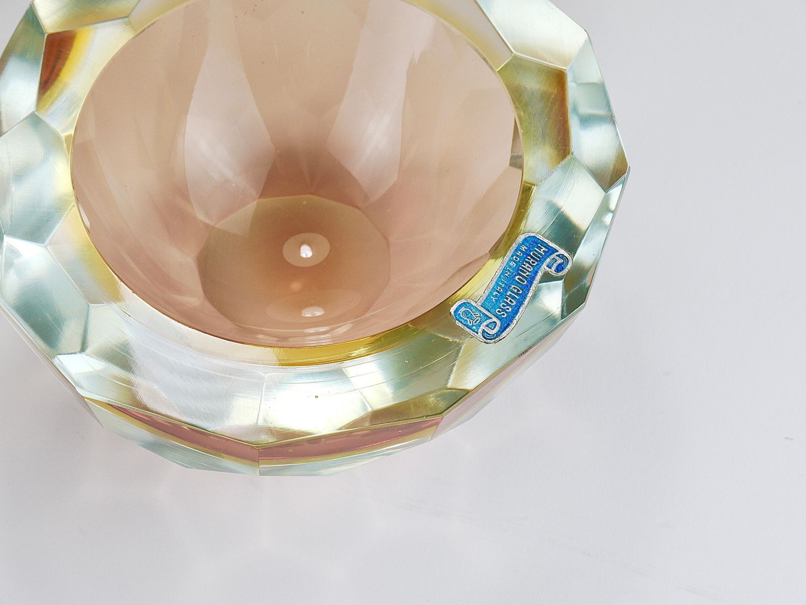 photo buy Mandruzzato Sommerso Faceted Caviar Murano Glass Diamond Bowl, Italy, 1960s