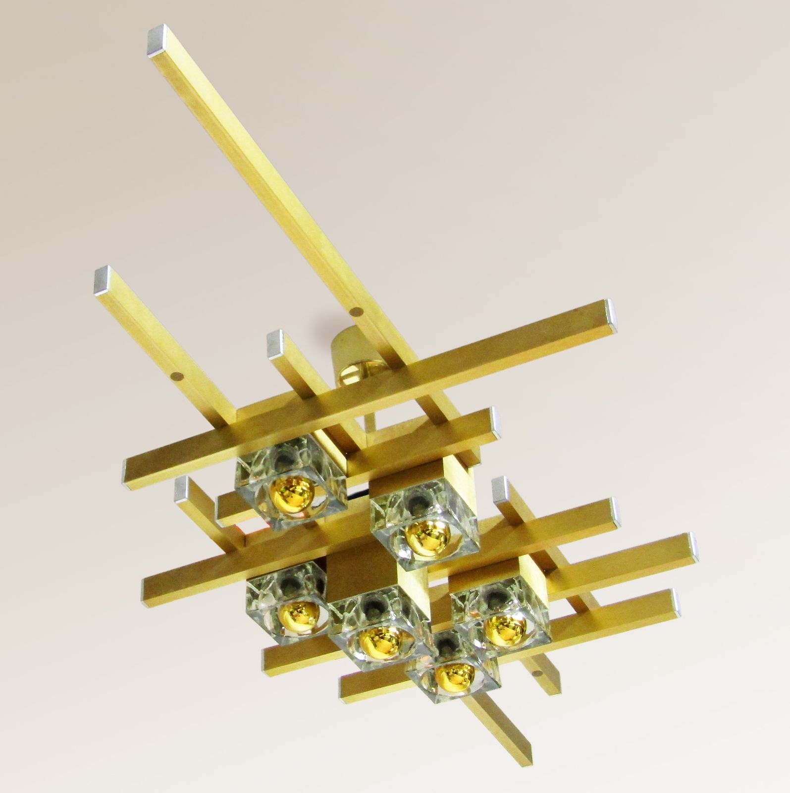 Large 1970s Italian Cubic Chandelier Or Wall Fixture By Gaetano Sciolari photo for sale