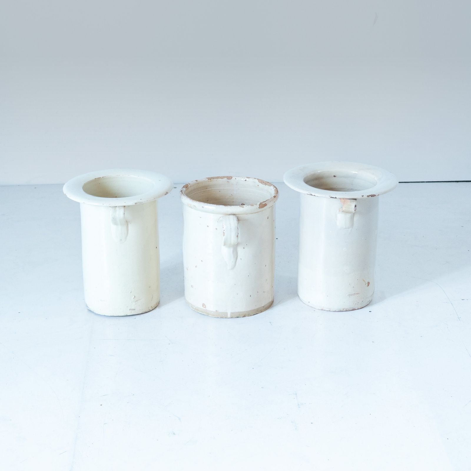 Antique Handmade Ceramic Vases, Set Of Three, Italy 1900 Circa photo furniture