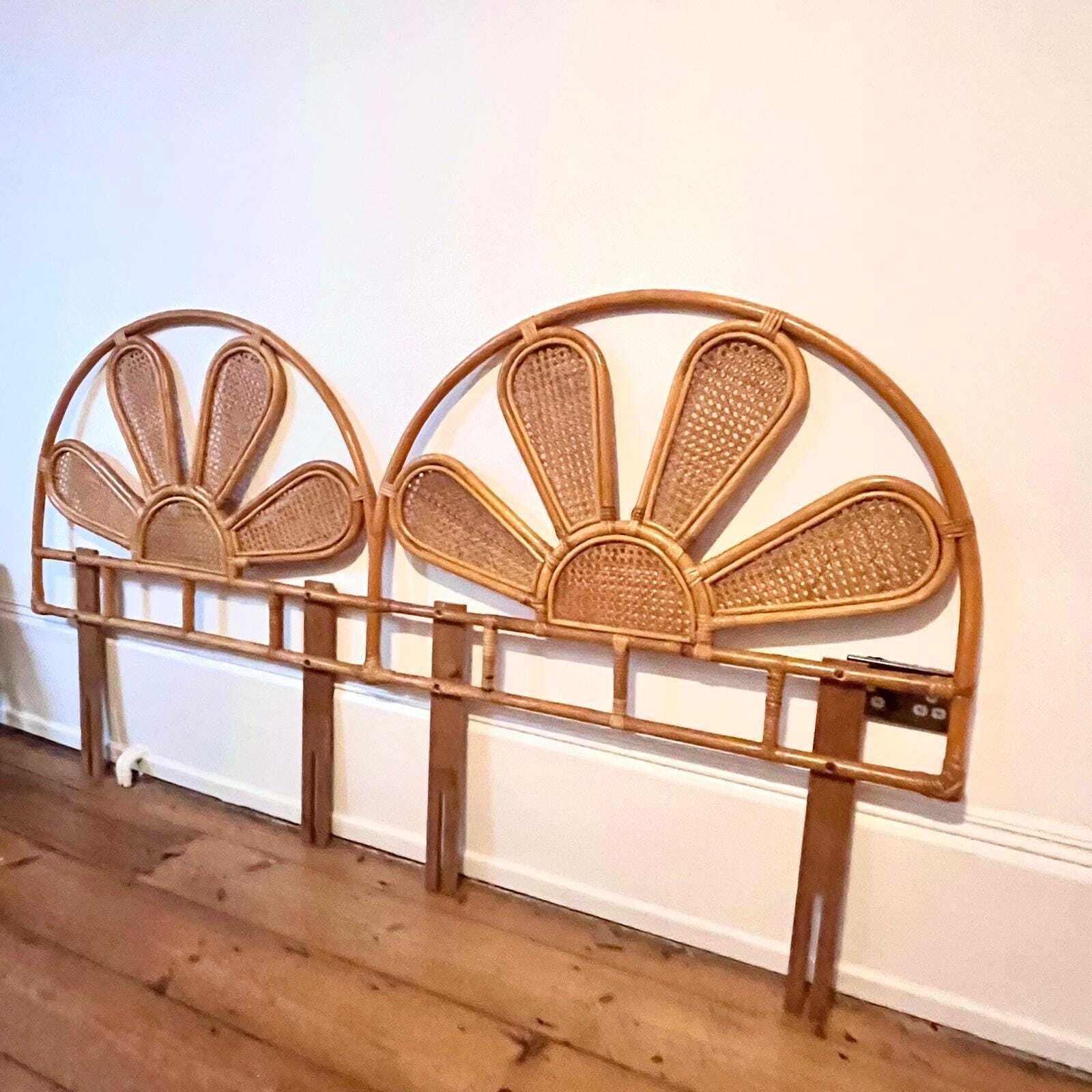 A Pair Of Mid Century Bamboo And Cane Single Headboards photo furniture