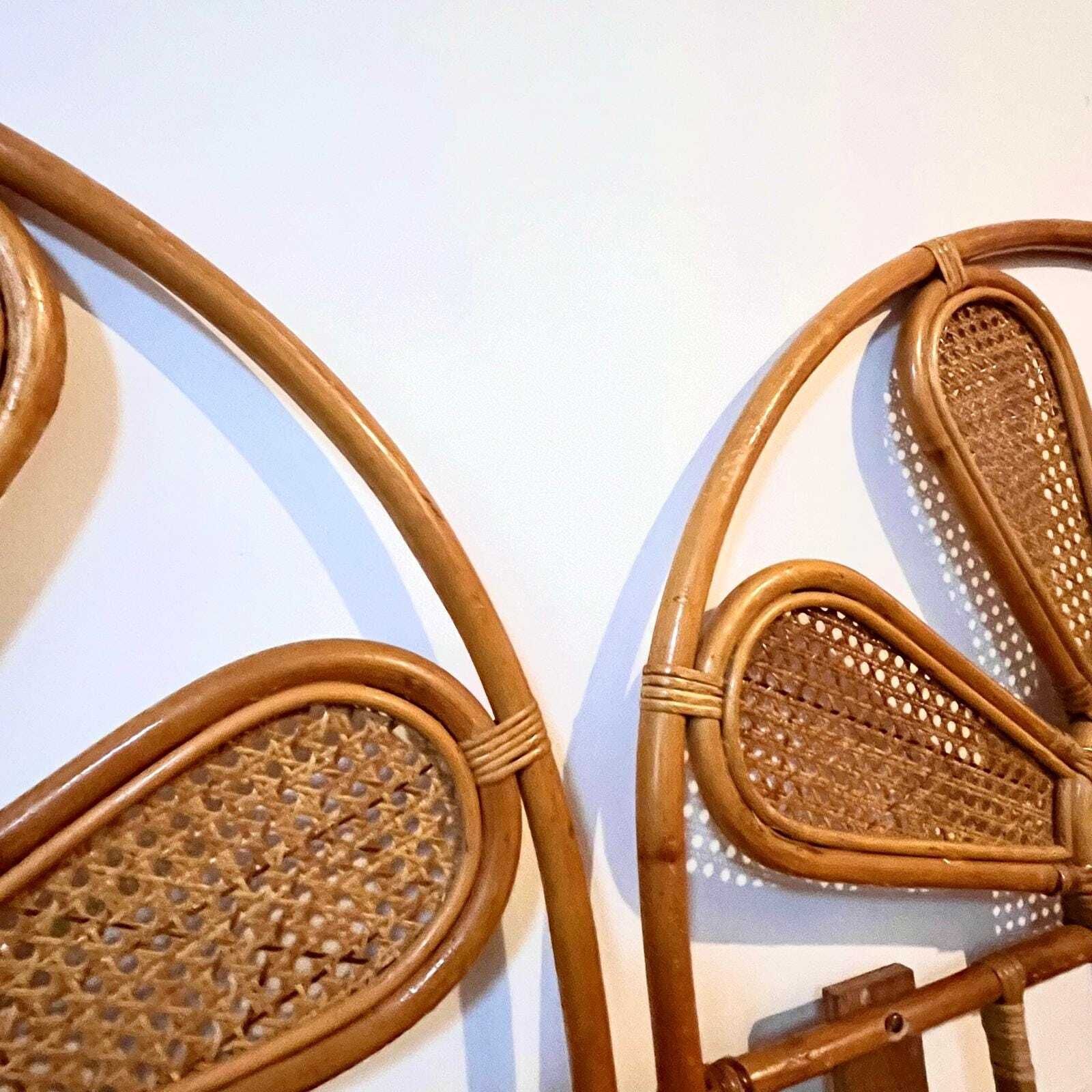 A Pair Of Mid Century Bamboo And Cane Single Headboards photo vinterior