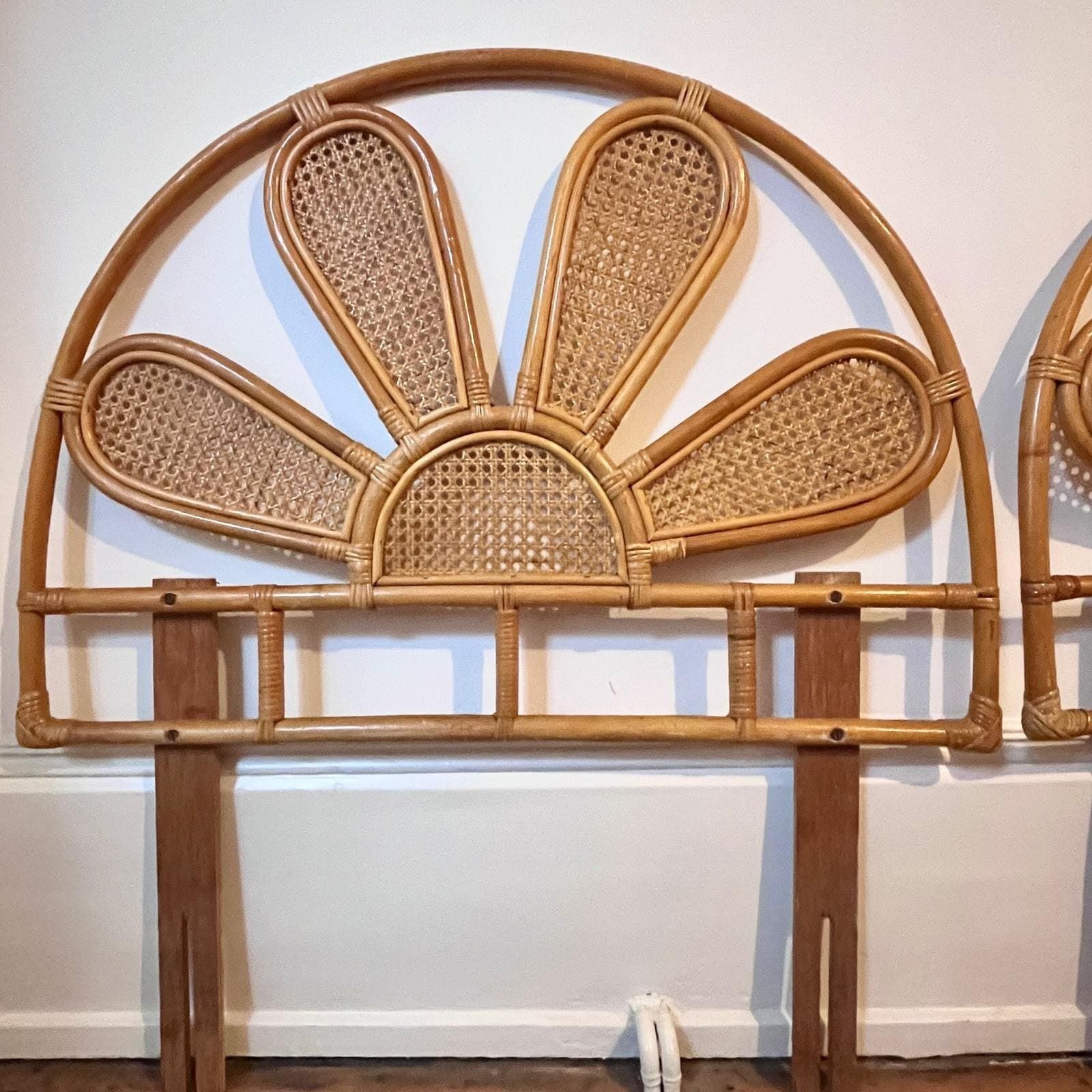 A Pair Of Mid Century Bamboo And Cane Single Headboards photo buy