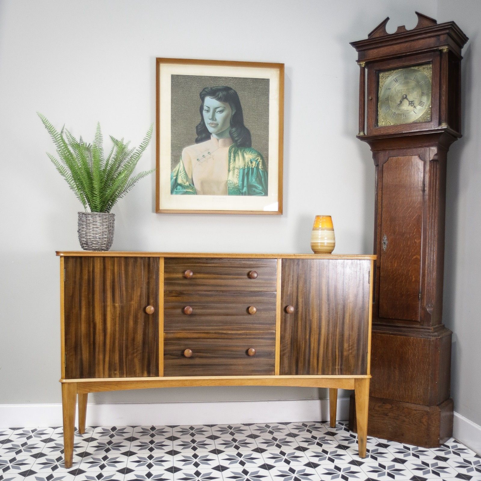 Teak Sideboard Concave Front In Afromosia And Indian Laurel Mid Century Retro photo furniture