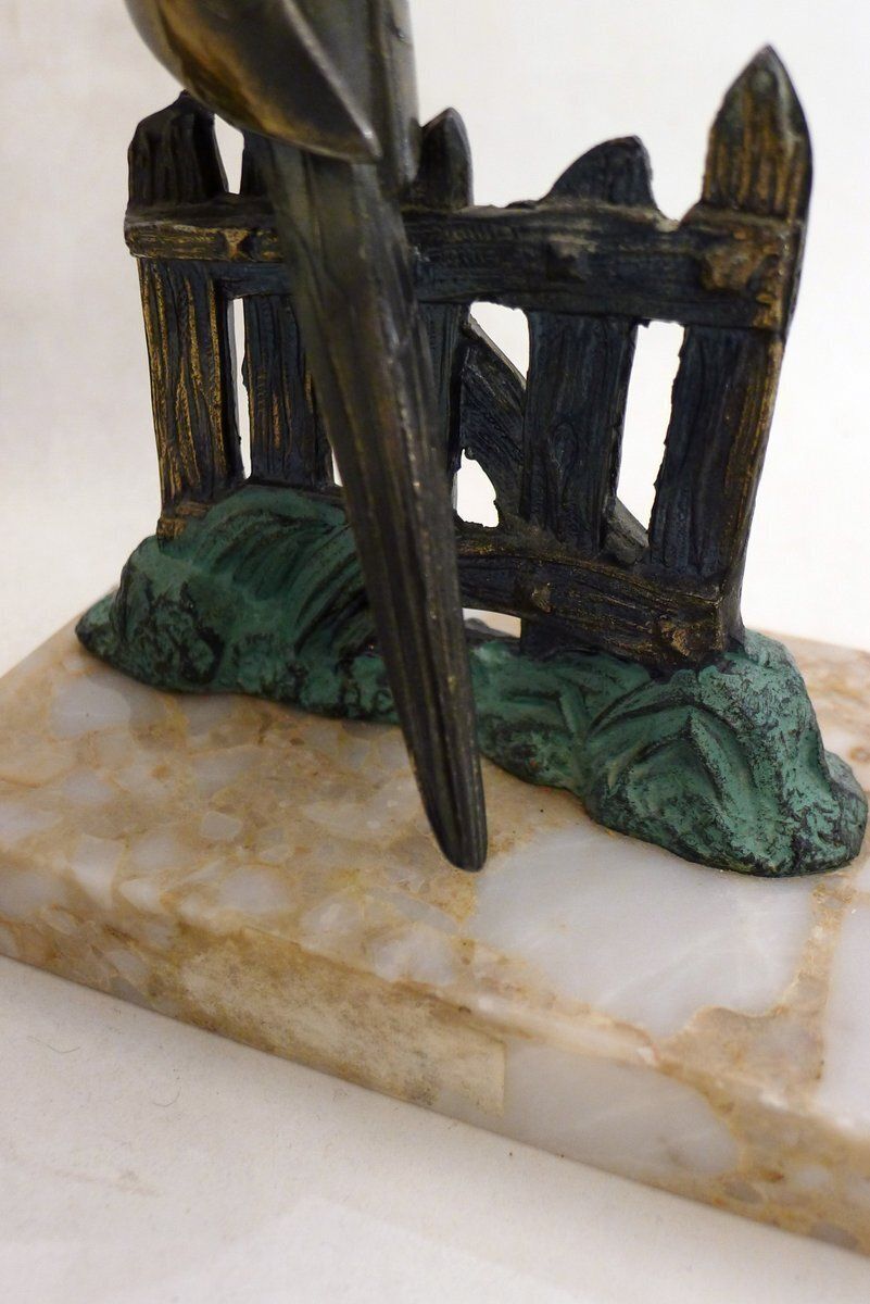 Art Deco Style Parrot Bookends On Marbled Stone Bases, 1950s, Set Of 2 photo buy