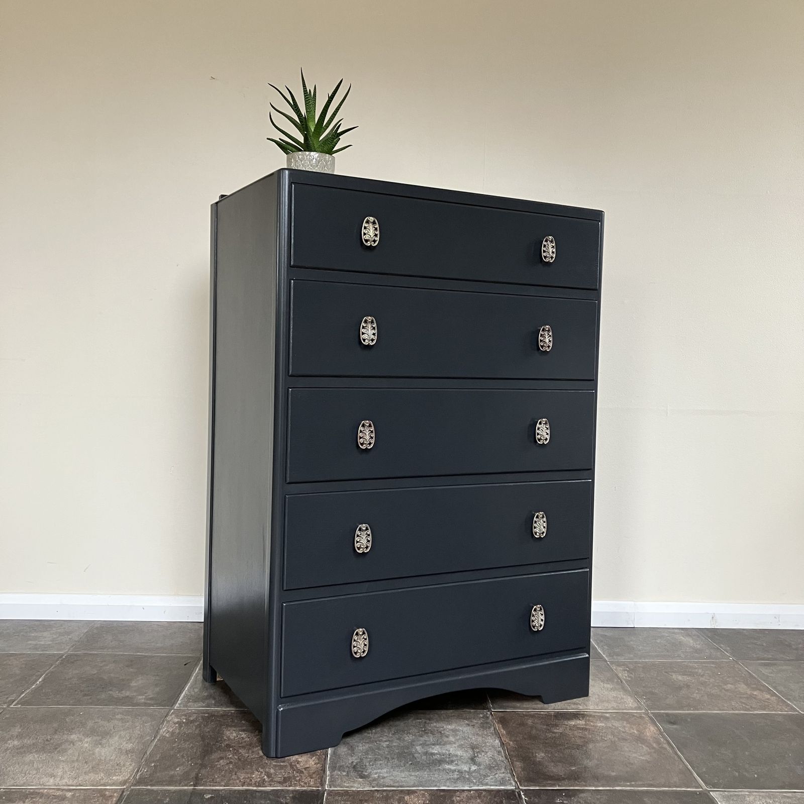 Painted Mid Century Chest Of Drawers By Cws Cabinet Factory Ltd: Farrow And Ball Off Black photo furniture