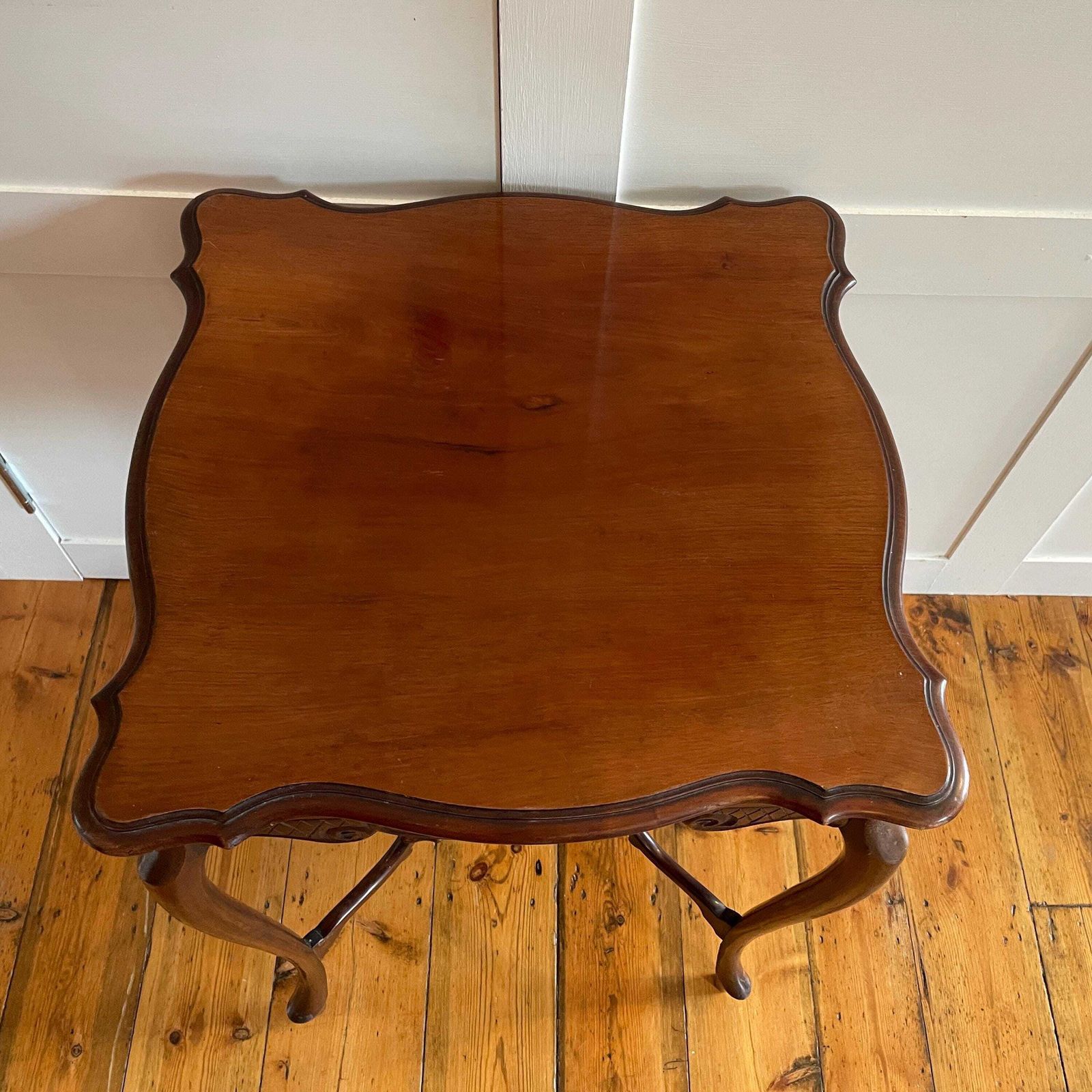 325.0 Antique Edwardian Hand Carved Wooden End Table Patterned Square Brown Table Vintage Decor Country Cottage Furniture Side 72x52x52cm photo