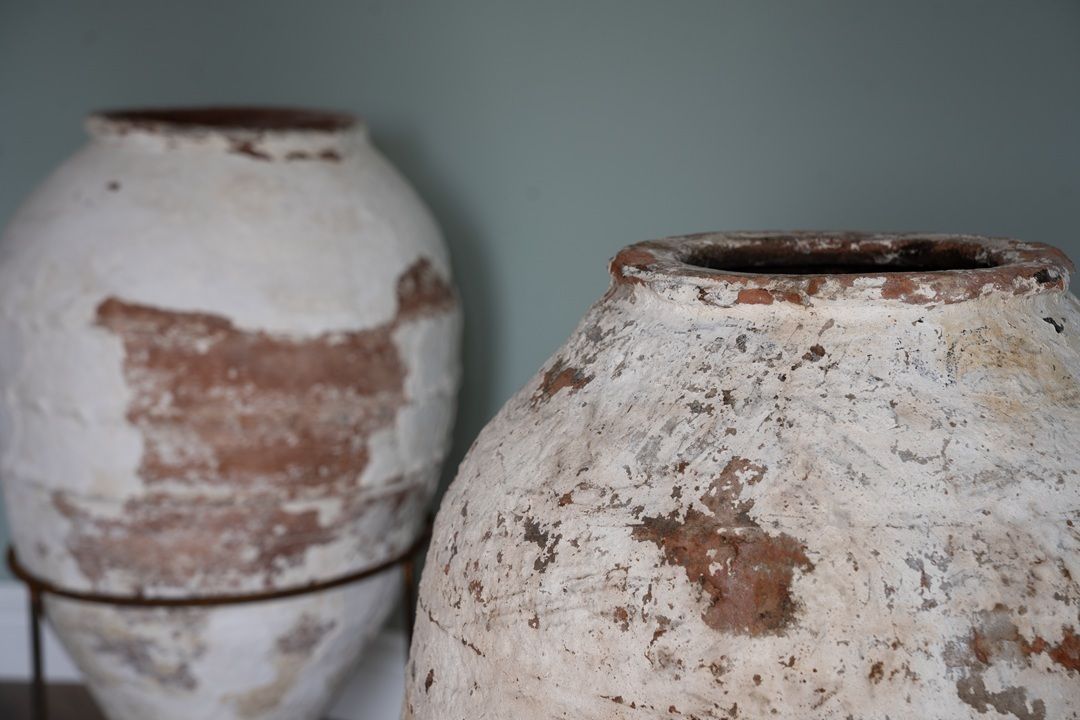 Set Of Large Antique Turkish Pots On Iron Stands photo buy