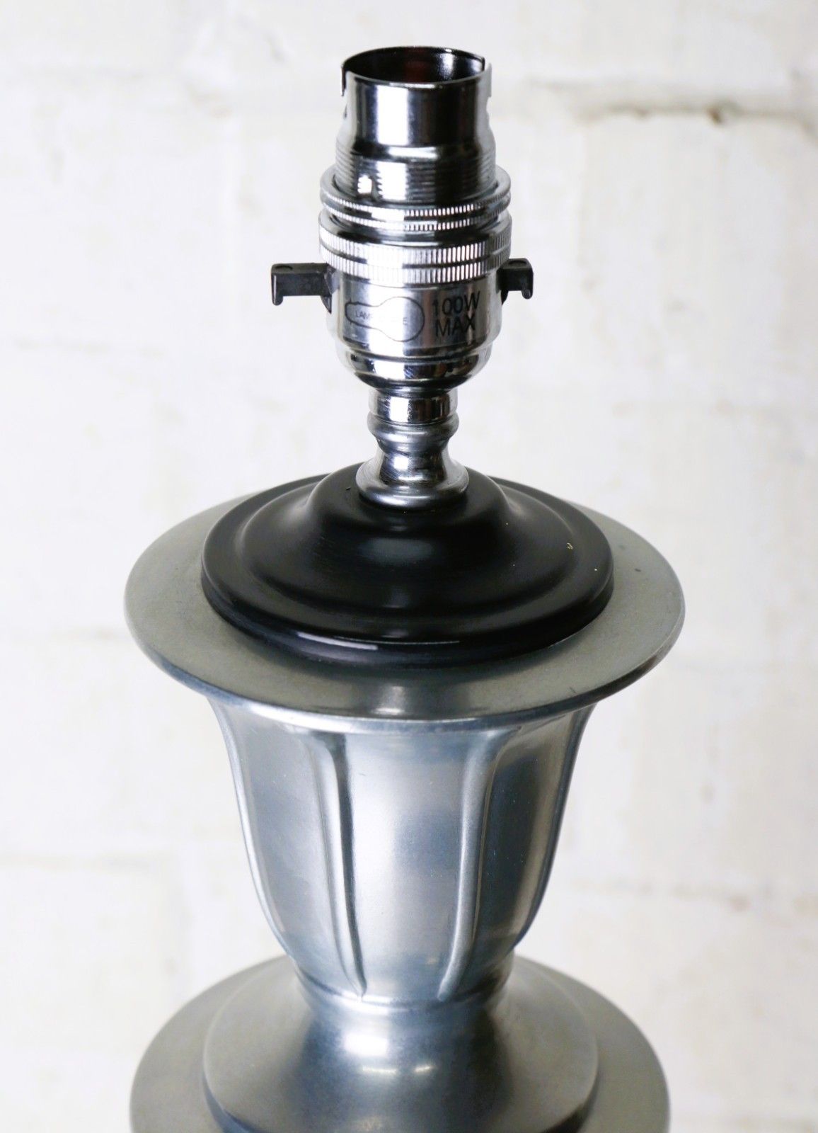 Table Lamp A Vintage Tall & Heavy Art Nouveau Design Alloy Lamp Silver Finish photo for sale