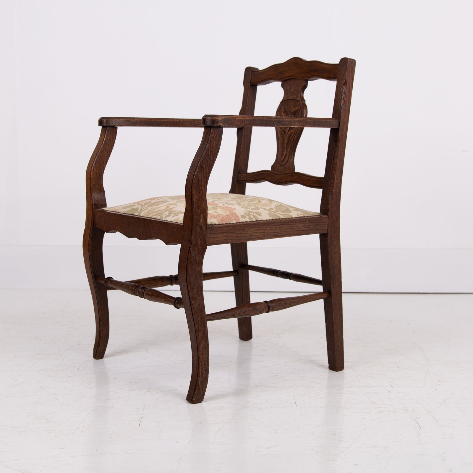 Vintage Pair Of Attractive Oak Occasional Armchairs C1930 photo for sale