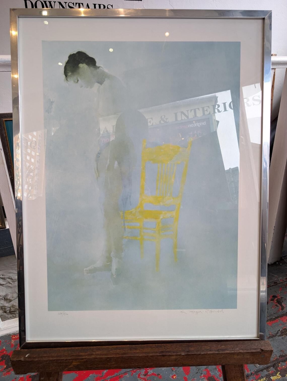 Late 20th Century Signed And Numbered Artwork Dancer With Yellow Chair By Robert Heindel.