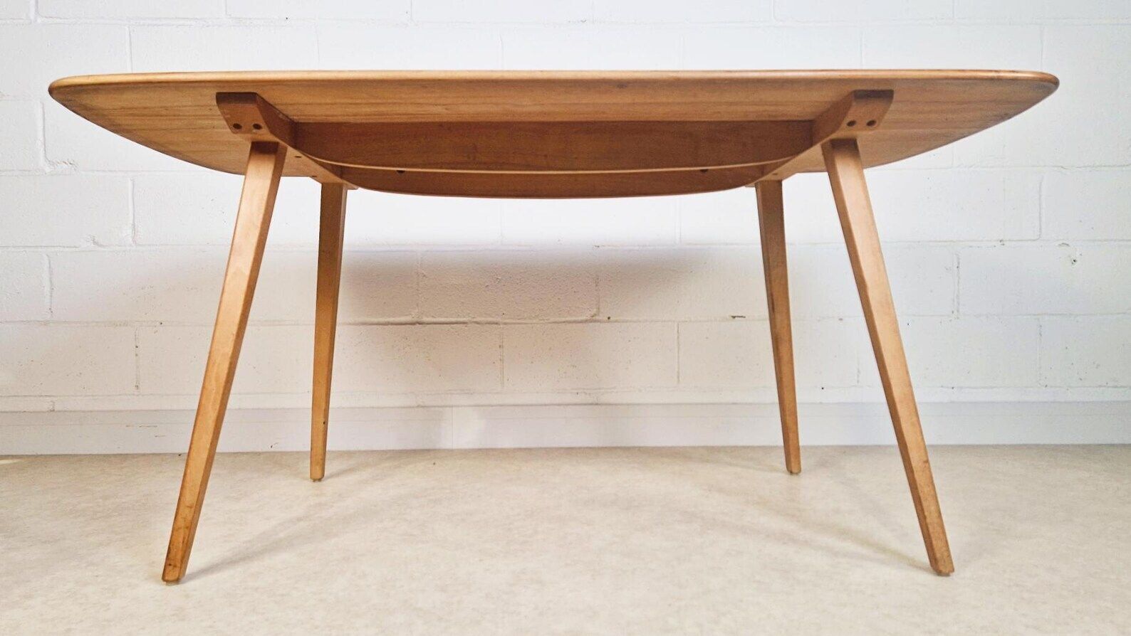 Ercol Windsor Vintage Mid Century Solid Elm Plank Table & Dining Chair Set Pg060 photo vintage