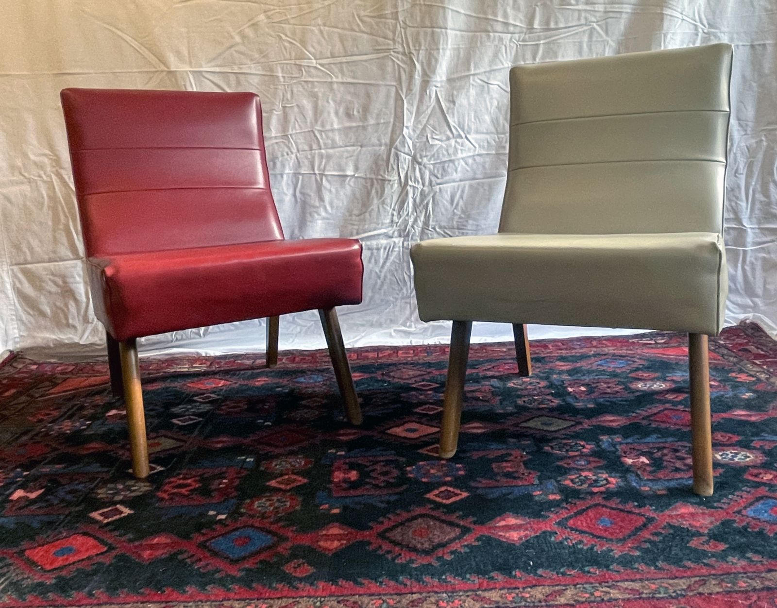A Pair Of Mid Century Scandinavian Danish Style Teak And Vinyl Lounge Chairs photo furniture