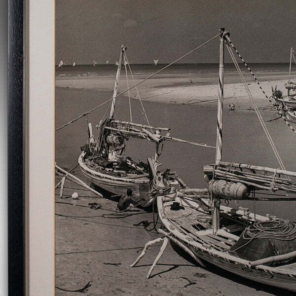 Vintage Photograph Fishing Boats Oriental Monochrome East Java Mid Century photo vinterior
