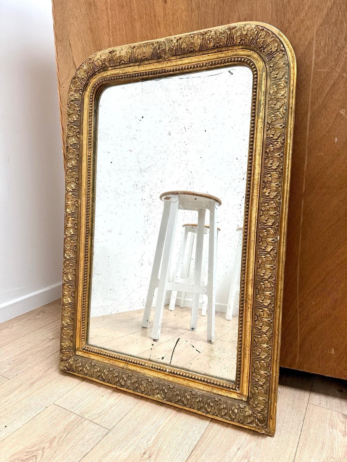 French Louis Phillipe Style Guilded Antique Mirror Delivery Available 0011.