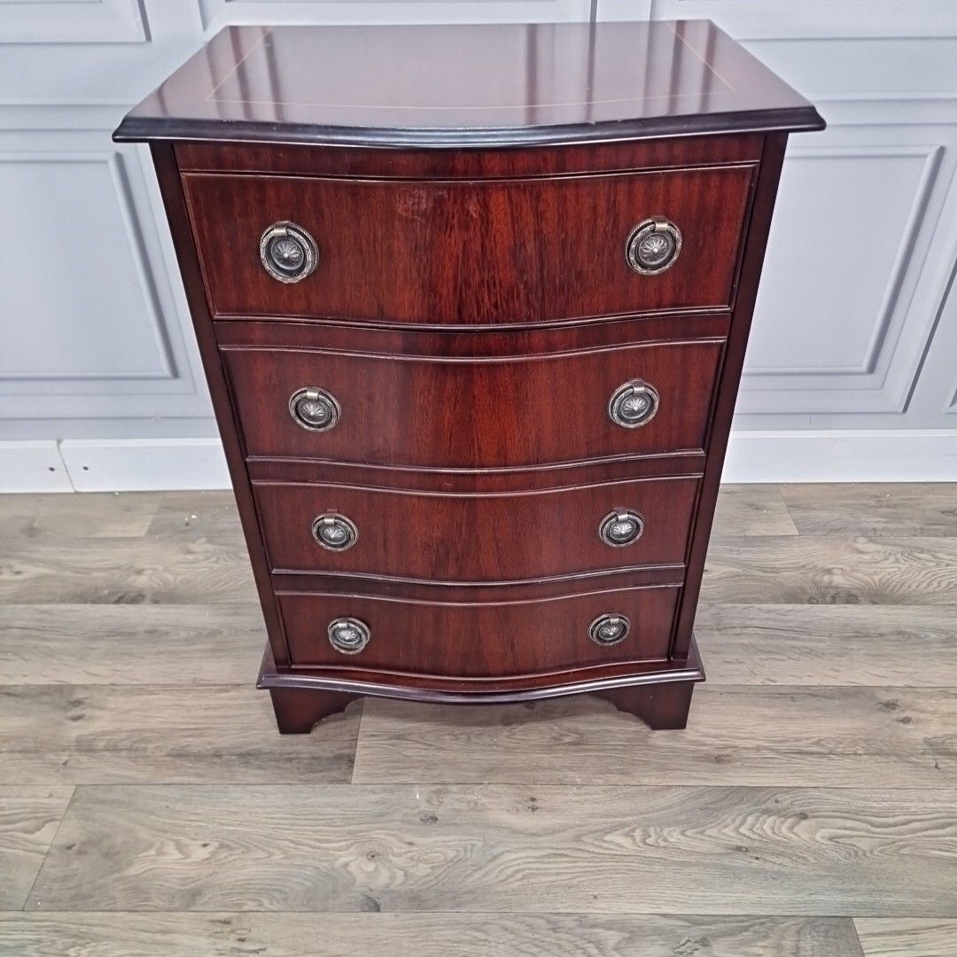 Antique Georgian Style Drawers Reproduction Chest Of 4 Commode Bow Fronted photo 240.0