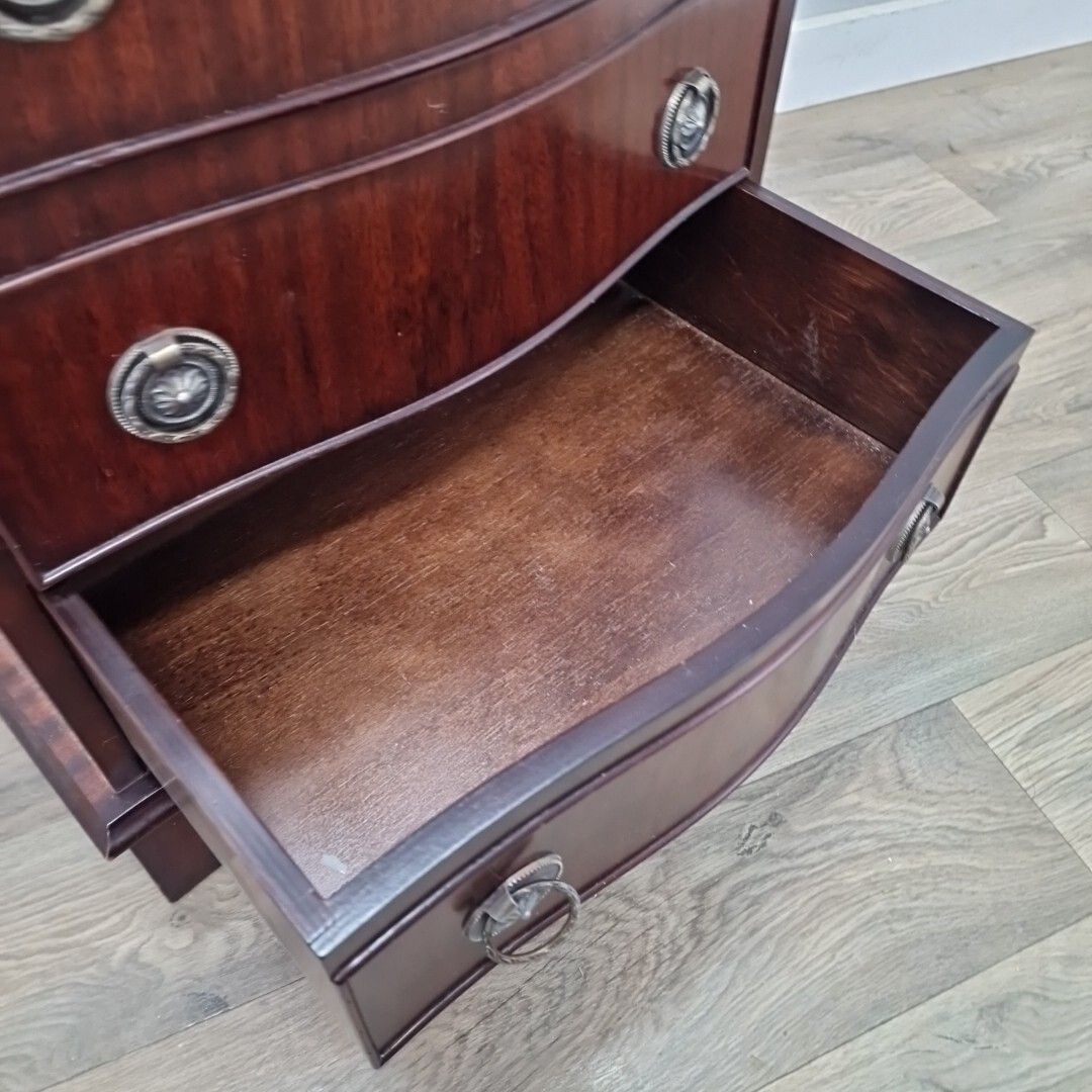 photo for sale Antique Georgian Style Drawers Reproduction Chest Of 4 Commode Bow Fronted