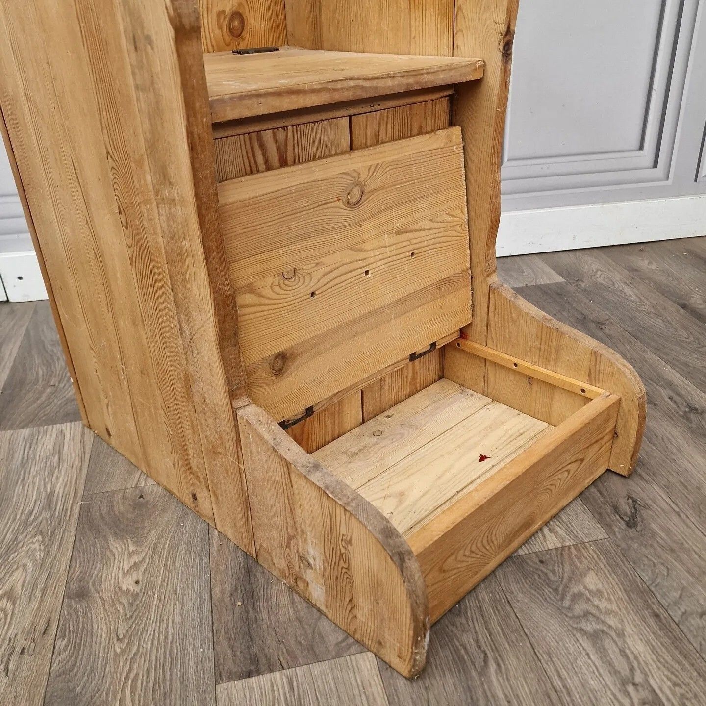 Vintage Shoe Seat Chair Pew Settle Under Storage Hall Country Solid Pine photo 190.0