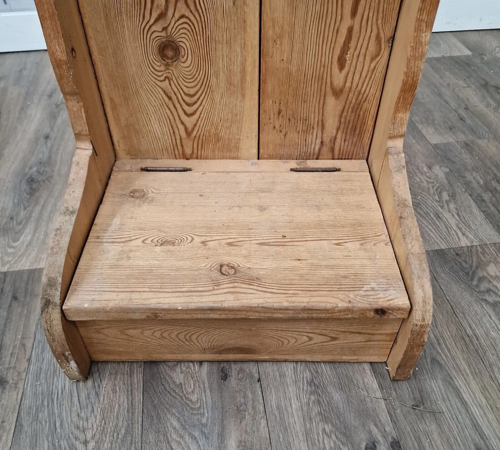 Vintage Shoe Seat Chair Pew Settle Under Storage Hall Country Solid Pine photo vintage