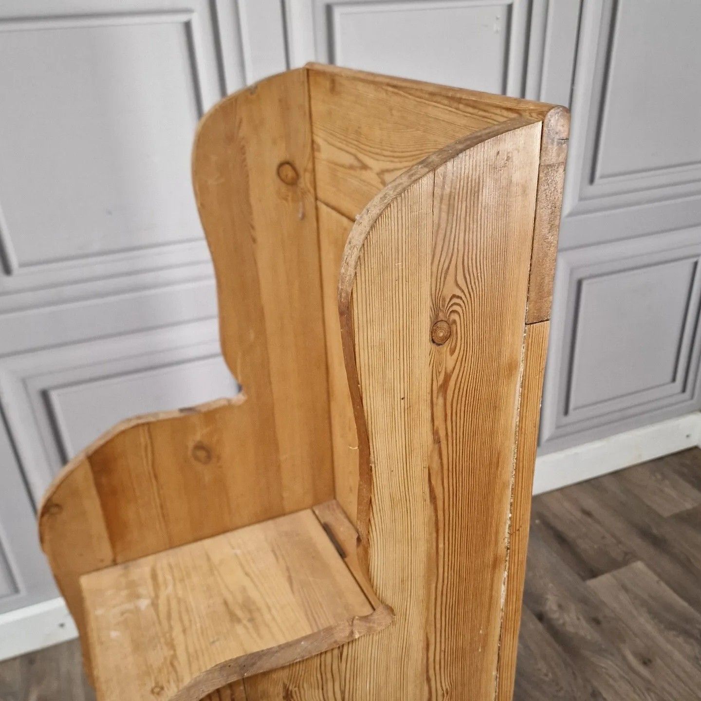 photo for sale Vintage Shoe Seat Chair Pew Settle Under Storage Hall Country Solid Pine