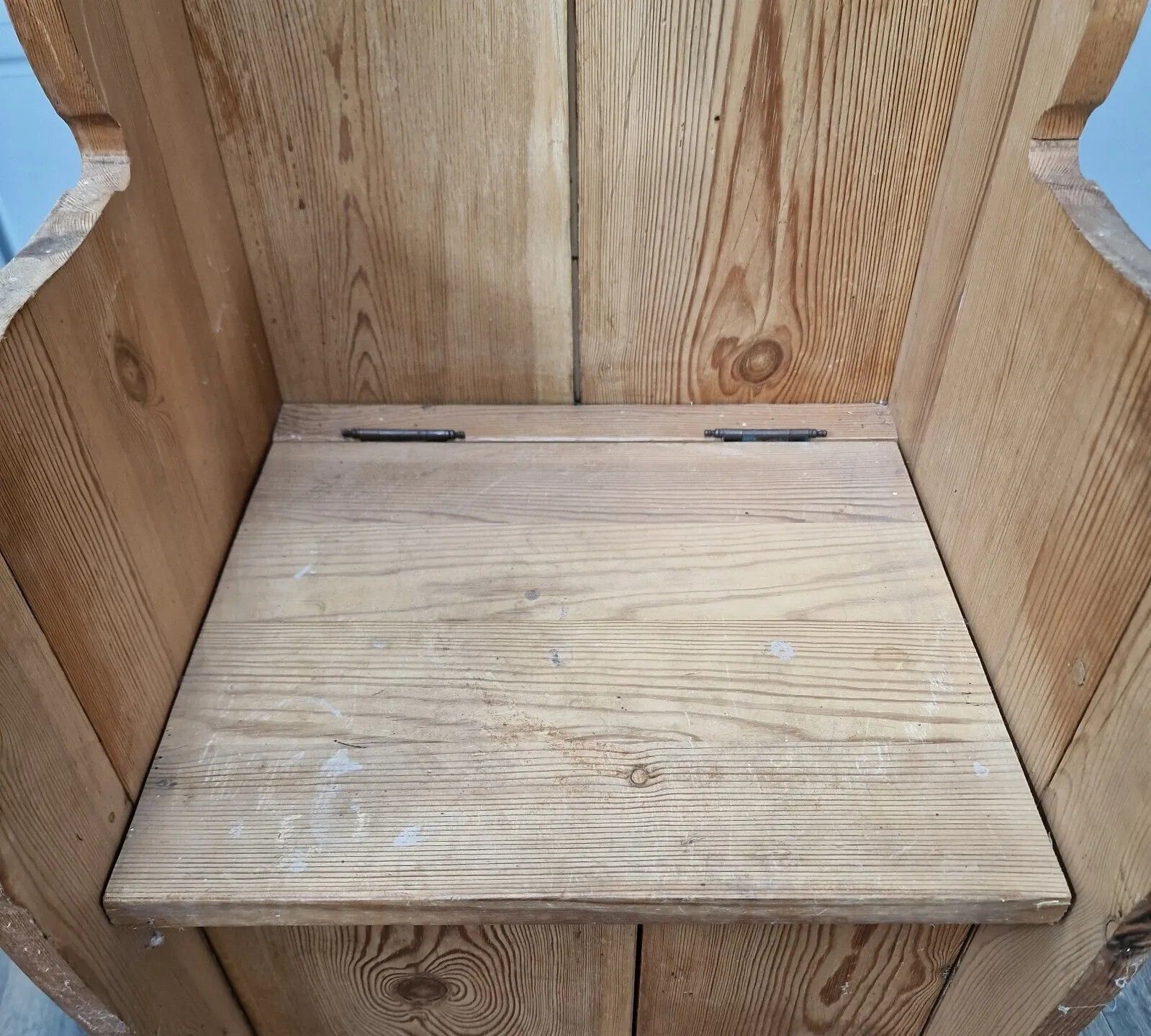 photo vinterior Vintage Shoe Seat Chair Pew Settle Under Storage Hall Country Solid Pine