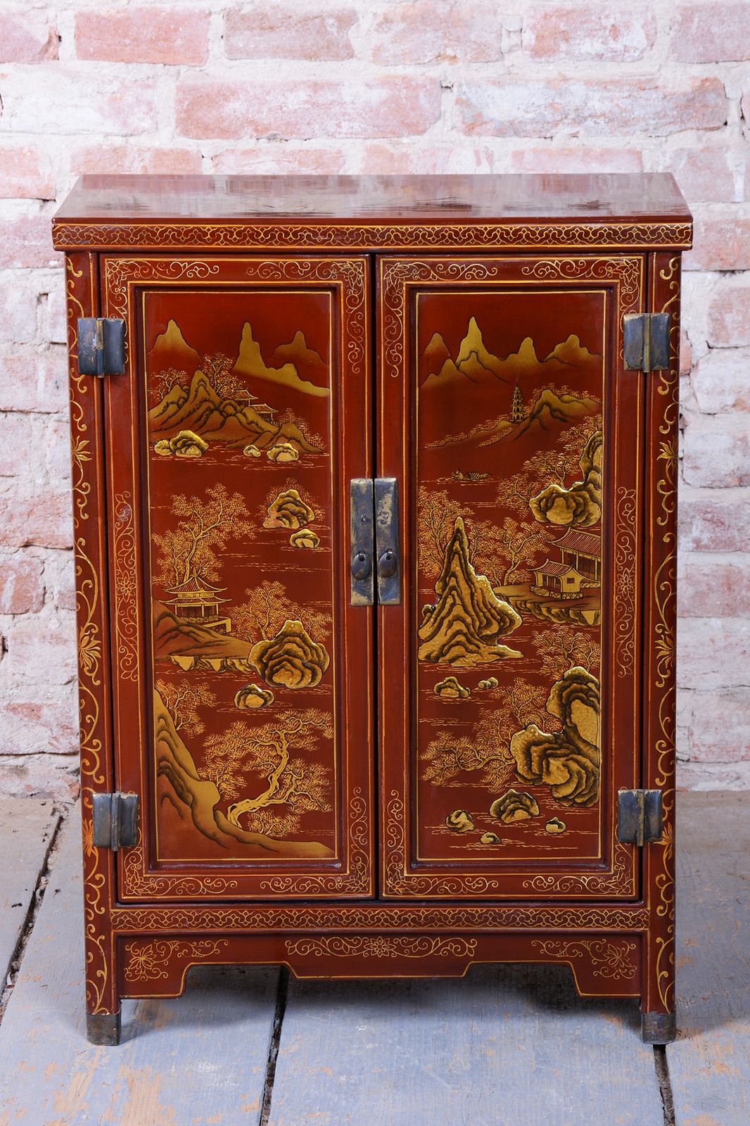 Original Asian Style Small Cabinet, Wood, Lacquer, Paint, China, 1850s photo for sale