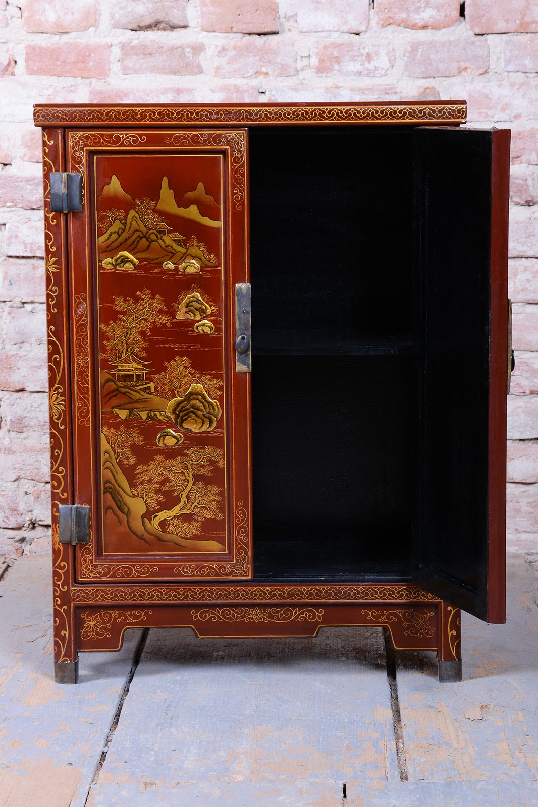photo for sale Original Asian Style Small Cabinet, Wood, Lacquer, Paint, China, 1850s