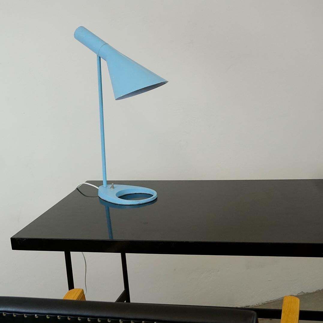 Blue Aj Table Lamp By Arne Jacobsen For Louis Poulsen Denmark photo furniture