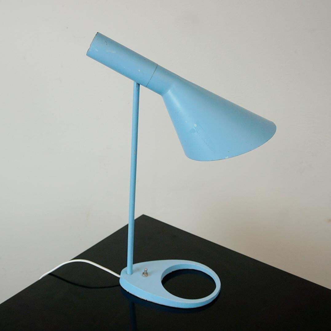 Blue Aj Table Lamp By Arne Jacobsen For Louis Poulsen Denmark photo buy