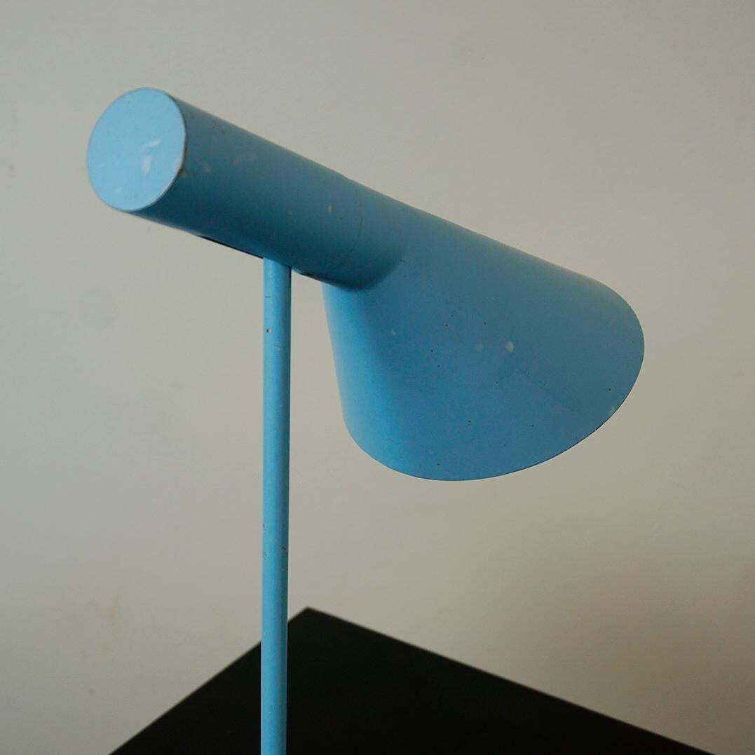 Blue Aj Table Lamp By Arne Jacobsen For Louis Poulsen Denmark photo vintage