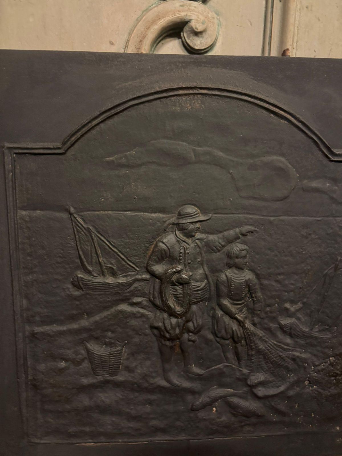 Cast Iron Chimney Bottom Plate, Scena Marina, Italy photo for sale