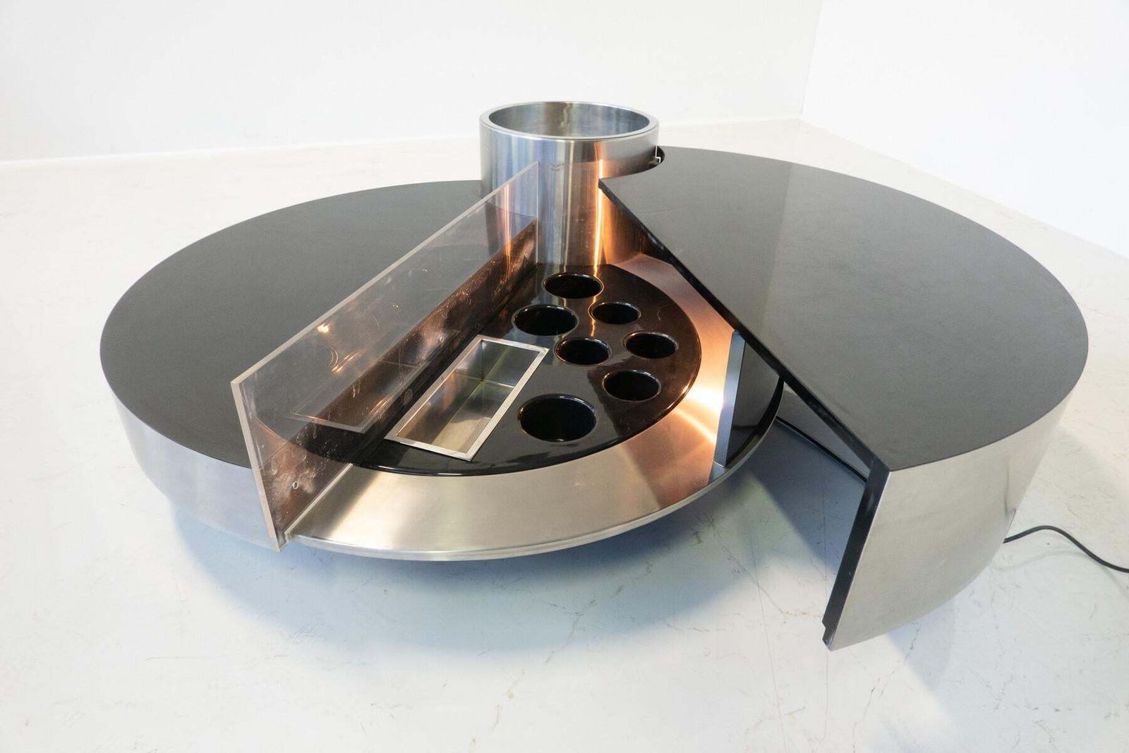 photo for sale Coffee Table Dry Bar Stainless Steel By Massimo Papiri For Sabot, Italy, 1970s