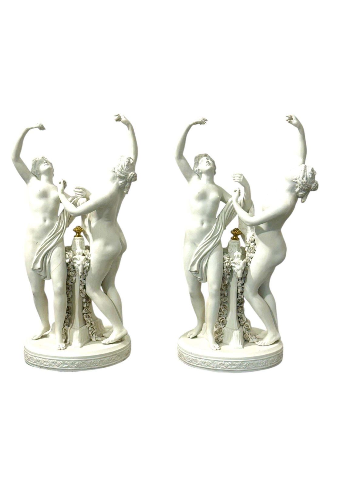 Pair Of Bisque Porcelain Figural Groups, Sèvres Style, Late 19th Century photo furniture