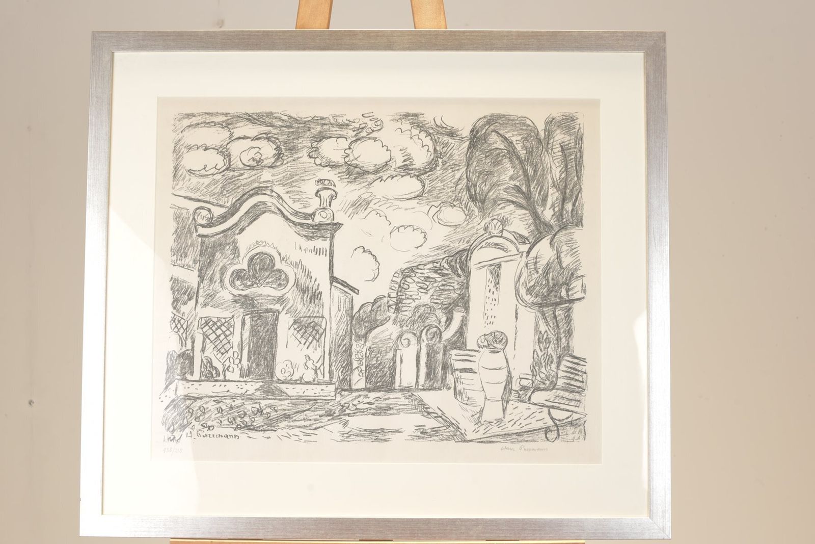 Hans Purrmann, Chapel And Fountain In Levanto, 1965, Lithograph On Vellum