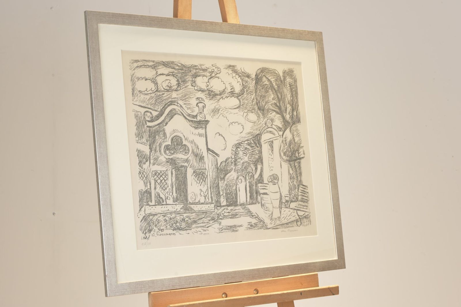 Hans Purrmann, Chapel And Fountain In Levanto, 1965, Lithograph On Vellum photo 1147.0