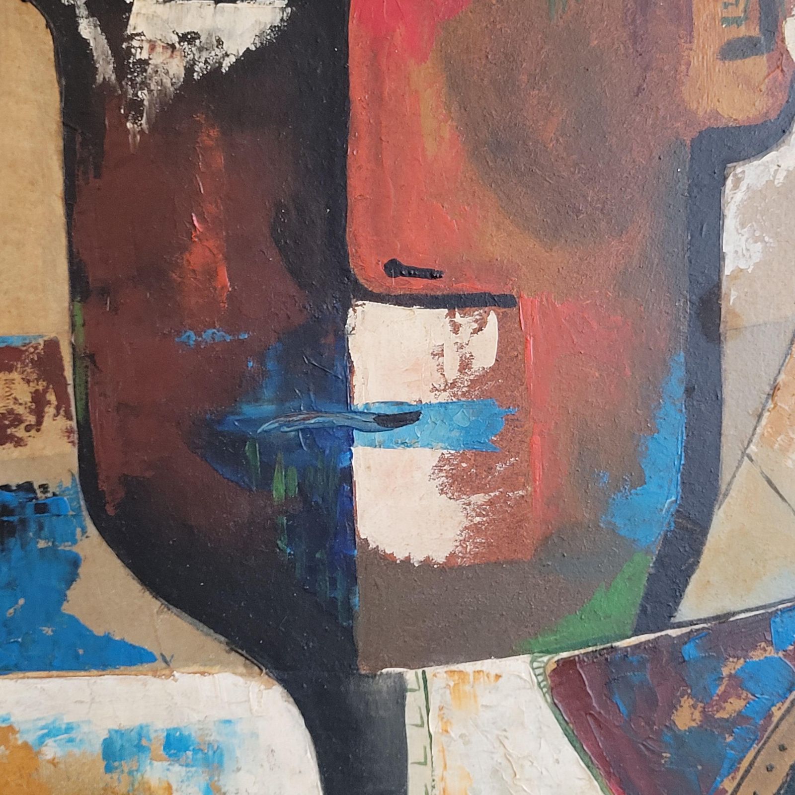 Cubist Inspired Portrait, Oil On Board, Framed, Late 20th Century By Marius Oddo photo Art