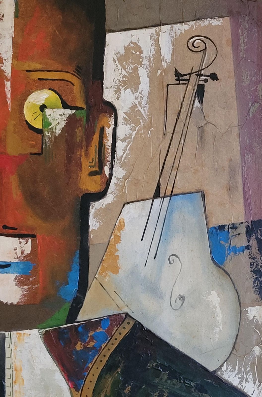 photo furniture Cubist Inspired Portrait, Oil On Board, Framed, Late 20th Century By Marius Oddo