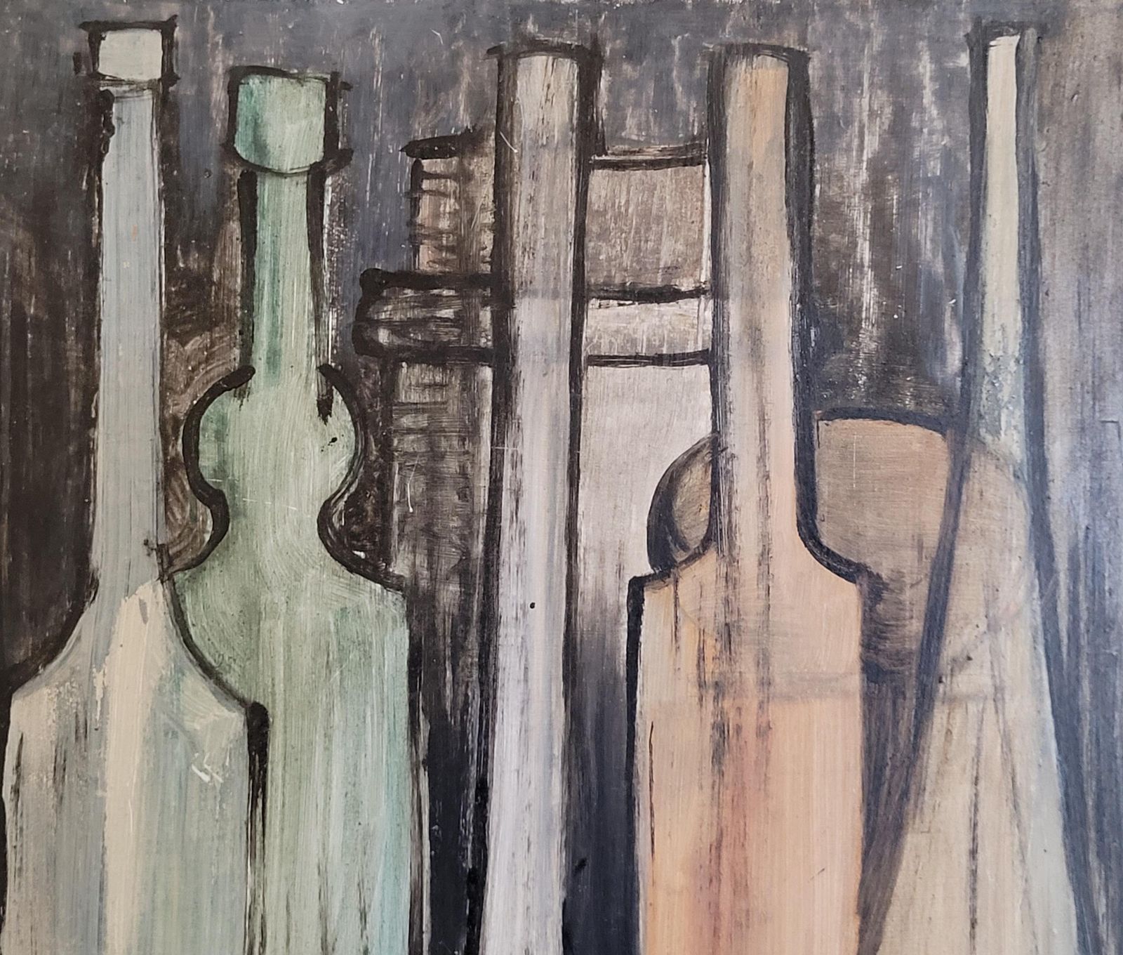 Still Life Of Bottles, Oil On Board, Late 20th Century, Signed, 1996 By Giordanino photo buy