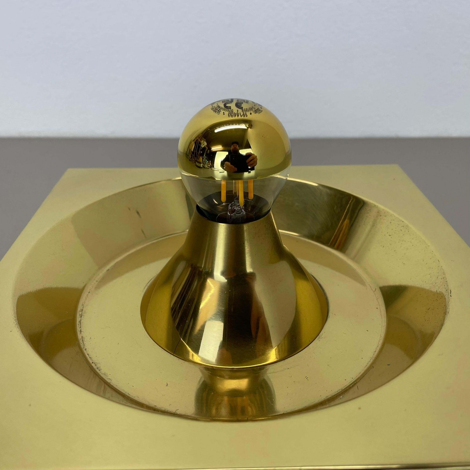 Lighting Rare Brass Pop Art Metal Wall Light By Klaus Hempel For Kaiser Leuchten, 1970s photo