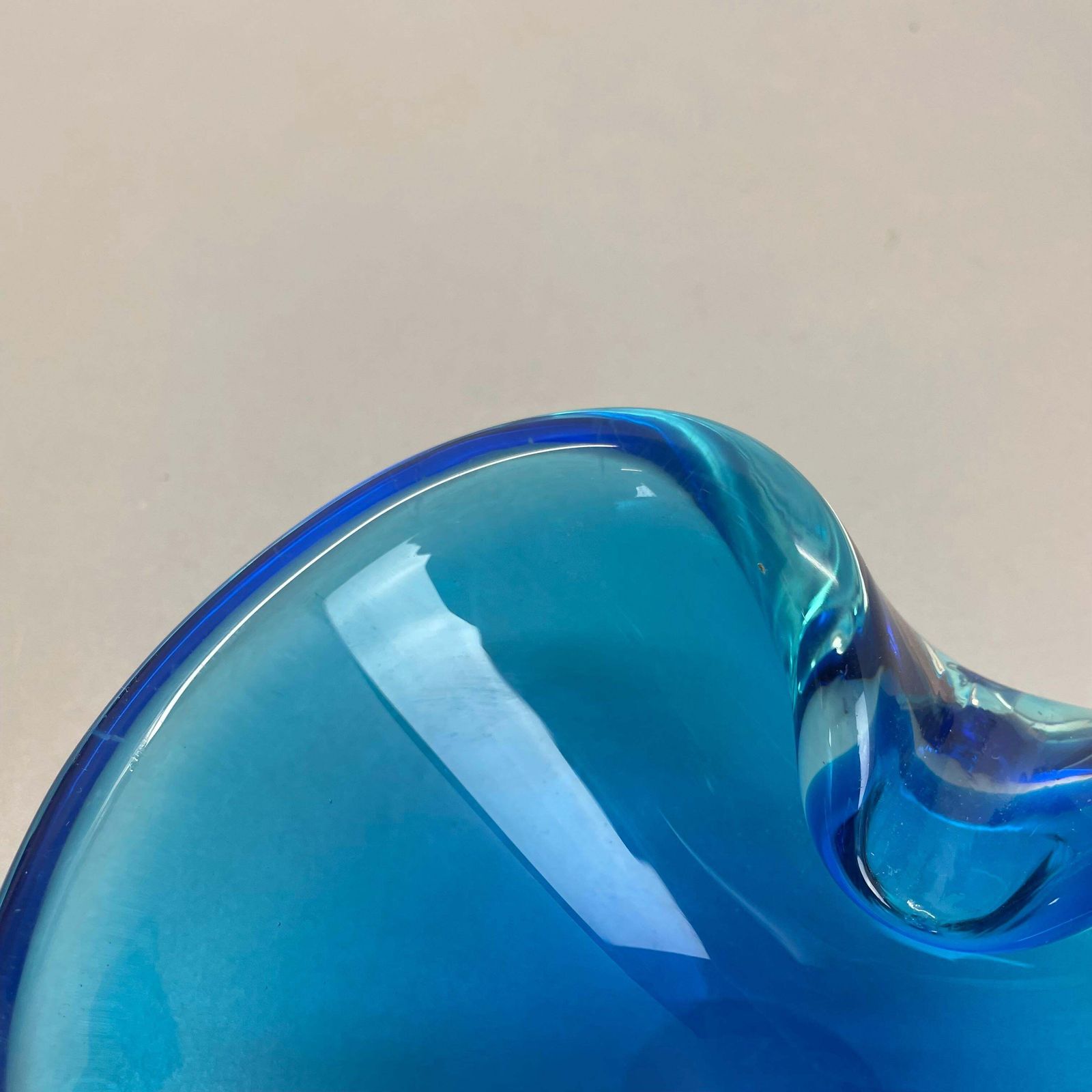 Unique 1.1kg Murano Glass Bowl Ashtray, Blue Multicolor, 1970s Italian Design photo Home Decor
