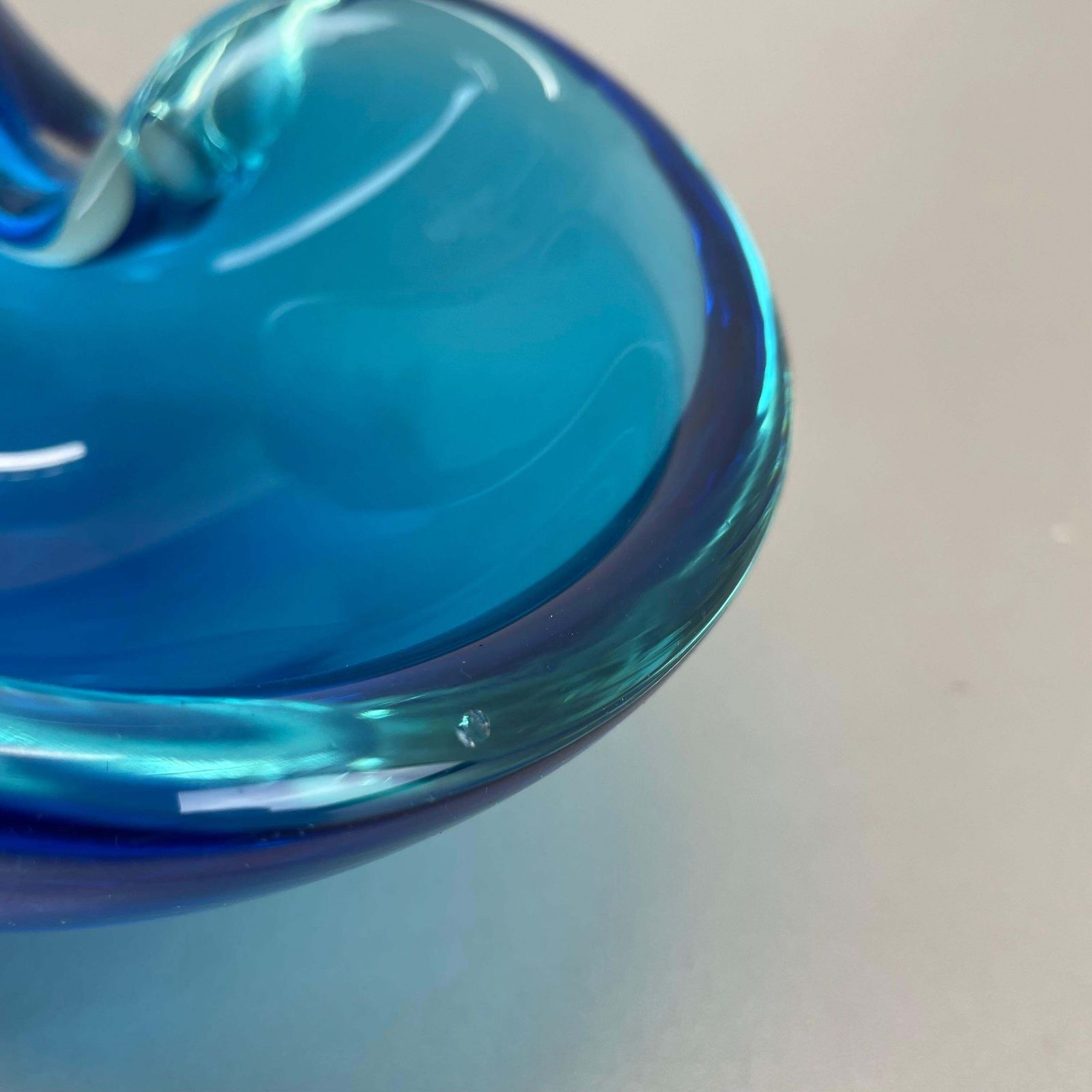 Unique 1.1kg Murano Glass Bowl Ashtray, Blue Multicolor, 1970s Italian Design photo vintage