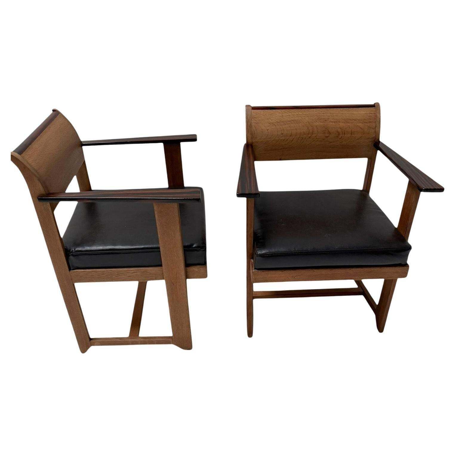 Two Art Deco Modernist Armchairs By Anton Lucas For N.V. Meubelkunst, 1920s