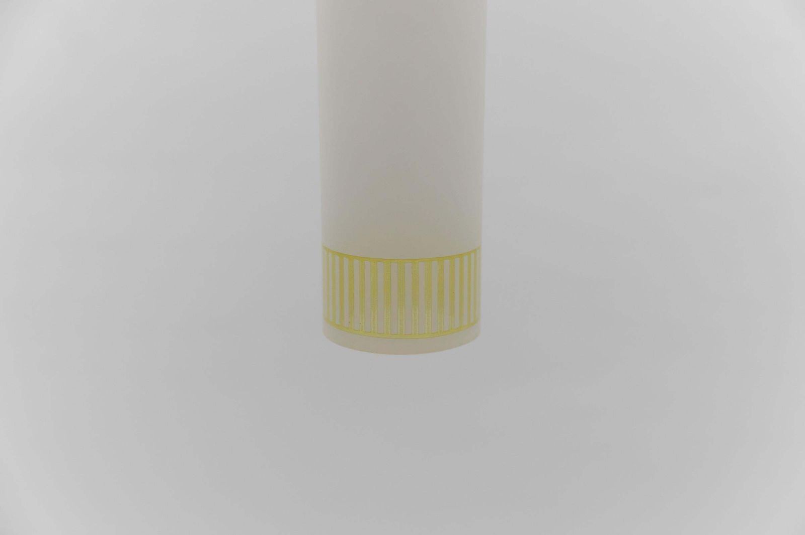 Lovely Cylindrical Glass Hanging Lamp With Brass, Mid Century Modern, Germany photo vinterior