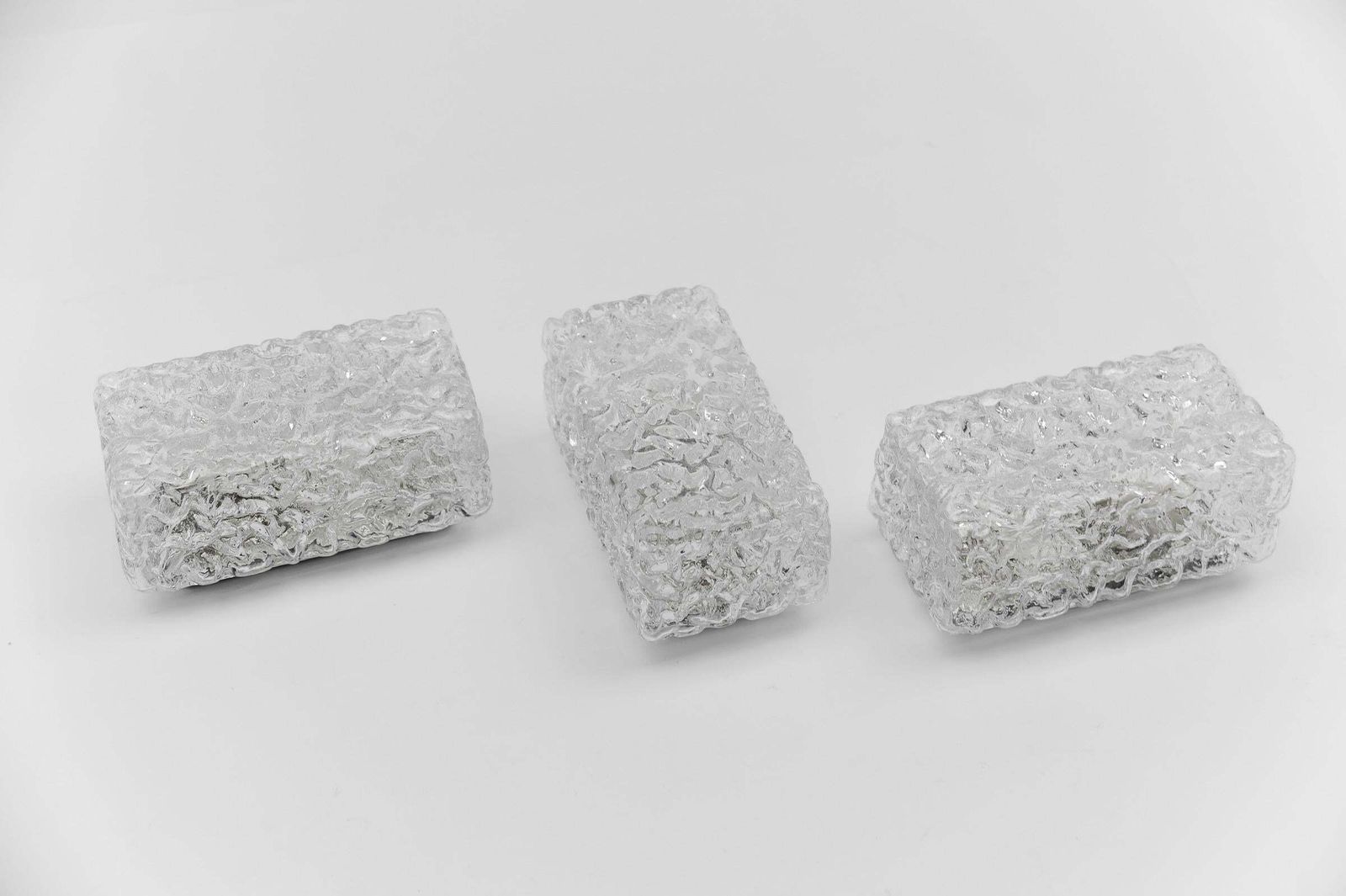 photo buy Set Of 3 Petit Glass Wall Lamps Or Flush Mounts By Limburg, 1960s Germany