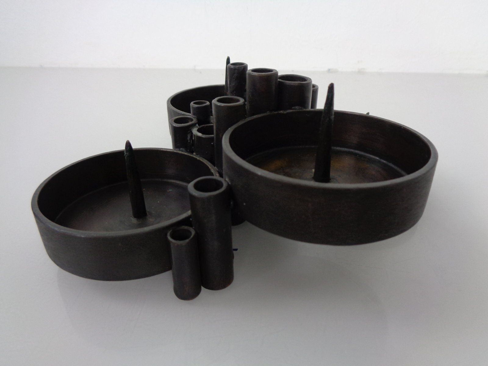 Brutalist Bronze Candleholder By Manfred Bergmeister For Ebersberg, Germany, 1960s photo for sale