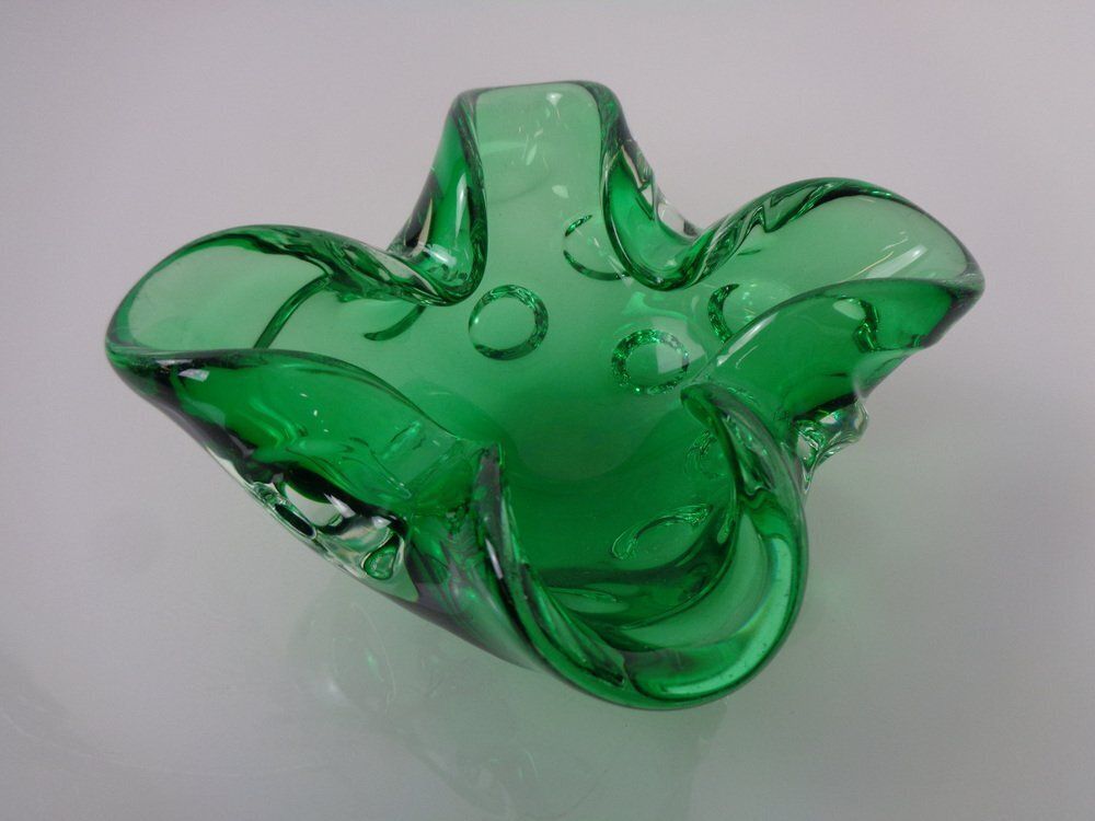 photo furniture Green Sommerso Murano Glass Ashtray, Italy, 1960s