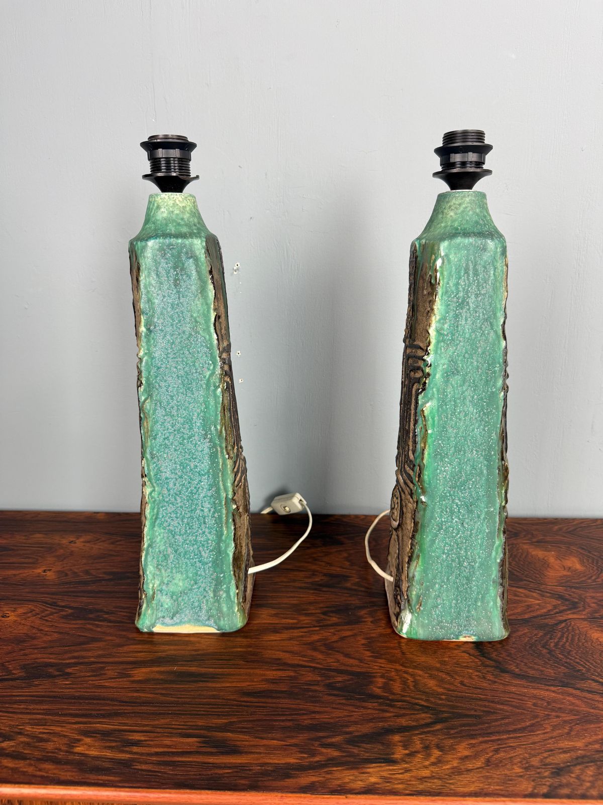 Bernard Rooke Ceramic Table Lamps  Set  England 1960 photo Lighting