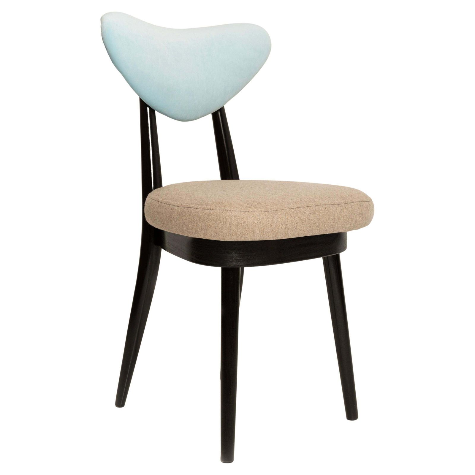 Mid Century Beige Blue Mixed Wool Heart Chair, Europe, 1960s