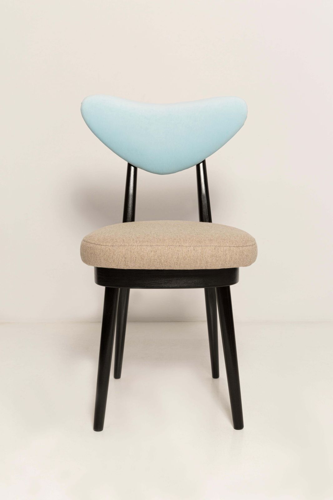 Mid Century Beige Blue Mixed Wool Heart Chair, Europe, 1960s photo vintage