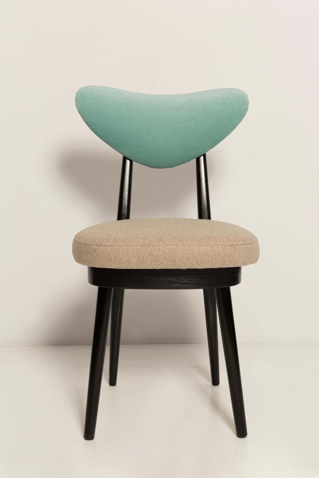 photo furniture Mid Century Beige Green Mixed Wool Heart Chair, Europe, 1960s