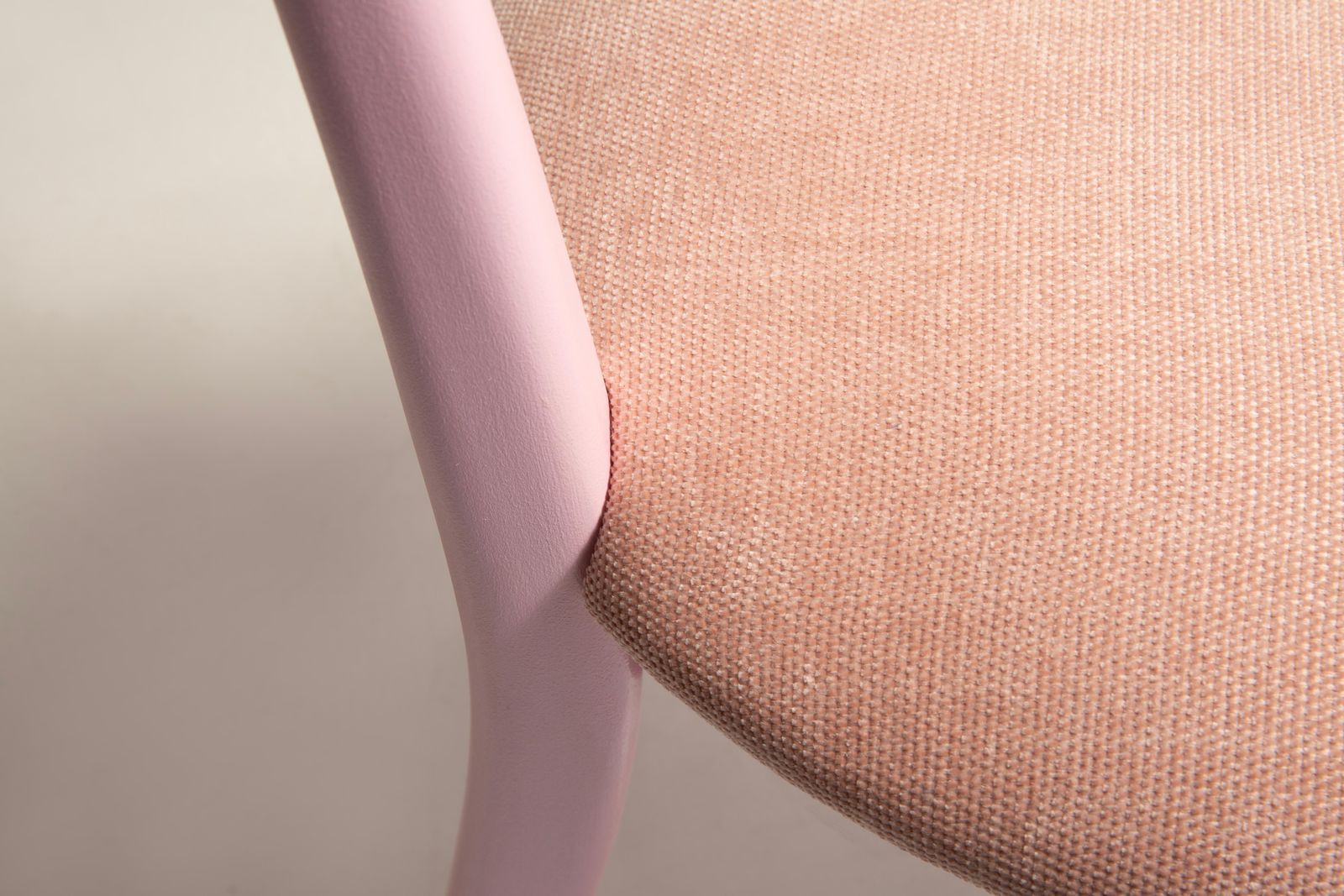 Furniture Mid Century Heart Chair, Light Pink Chenille Fabric, Pink Wood, Europe, 1960s photo